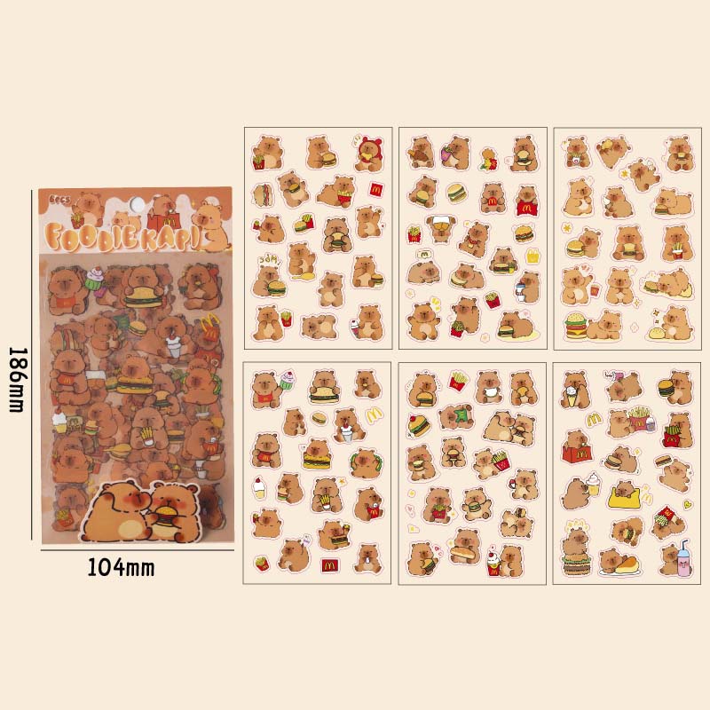 Set de Stickers Capybara Paradise Foodie Kapi (6pc)