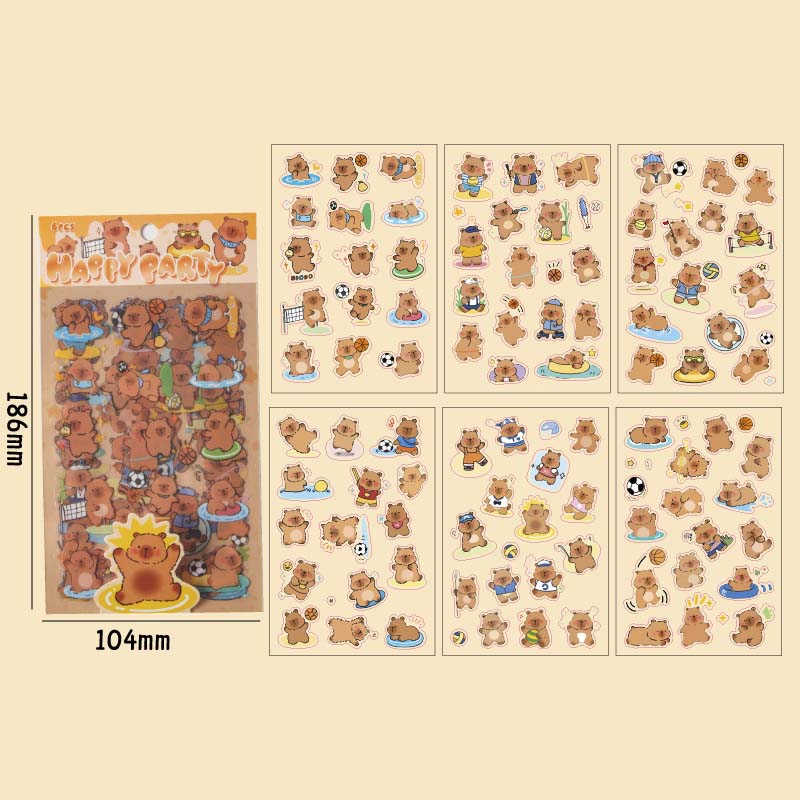 Set de Stickers Capybara Paradise Happy Party (6pc)