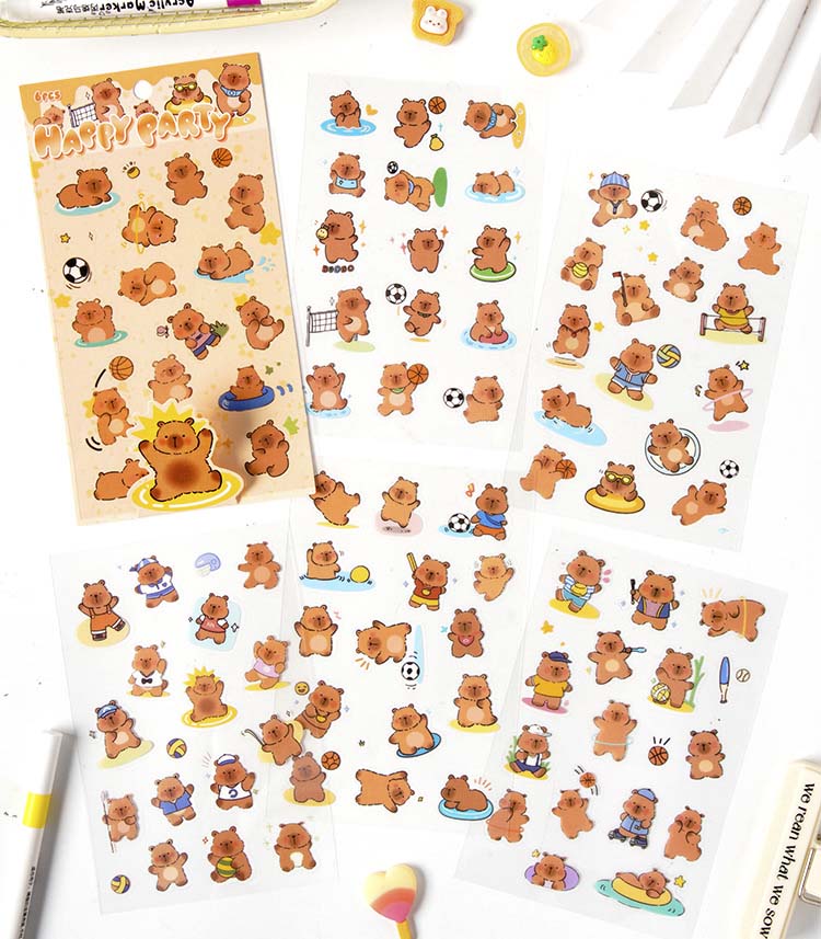 Set de Stickers Capybara Paradise Happy Party (6pc)