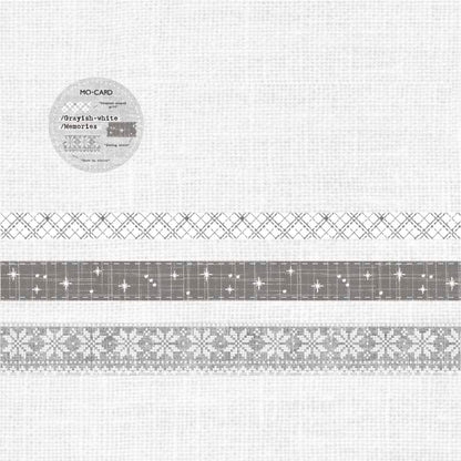 Set de Washi Tapes Handmade Fabrics Grey White Memories