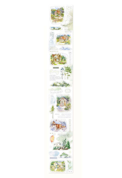 Stickers PET Tape Happy Time Walk The Hills
