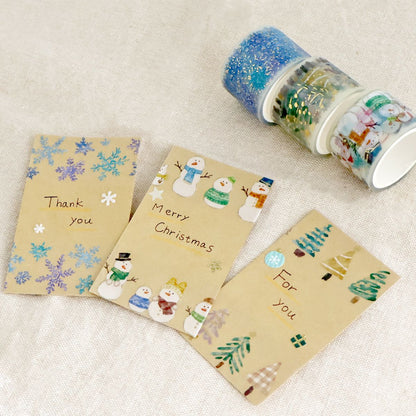 Clear PET Tape Hokkori Life Snow Flakes