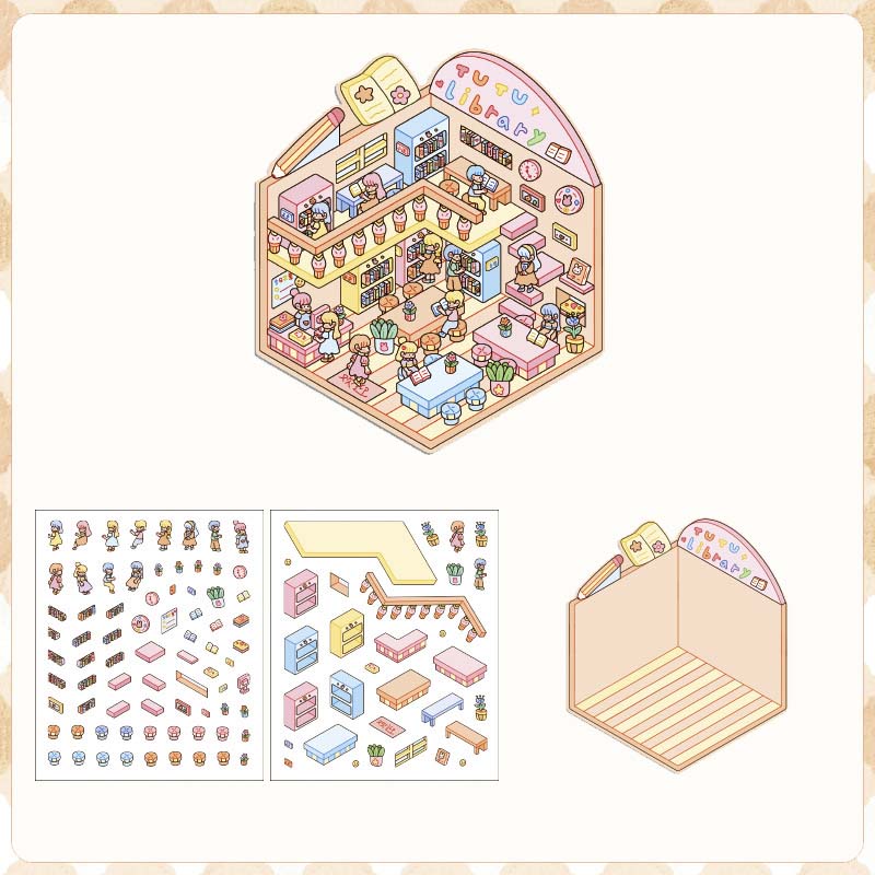 Stickers Escenario 3D Hot Places Library Room