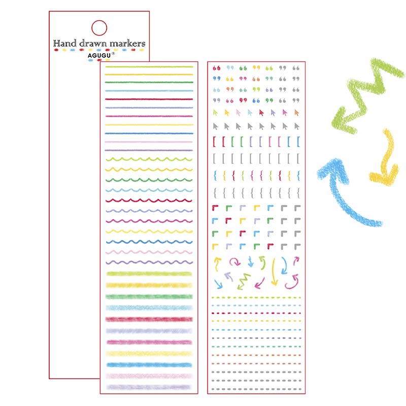 Stickers Hot Stamping And Sparkling Hand Drawn Markers