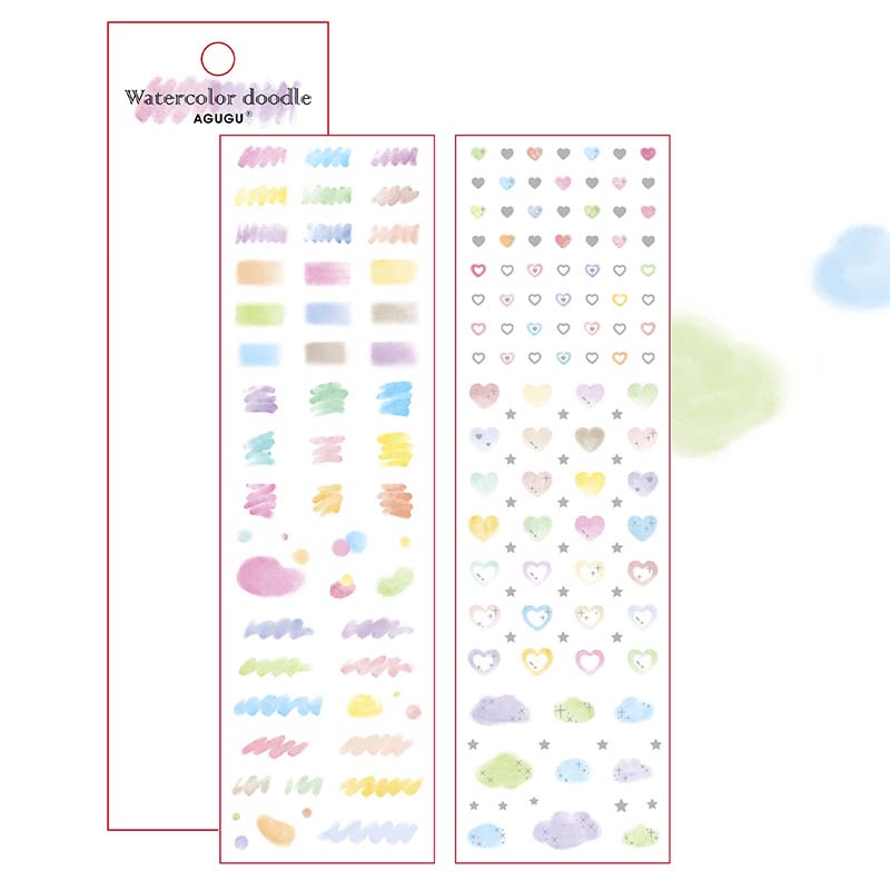 Stickers Hot Stamping And Sparkling Watercolor Doodle