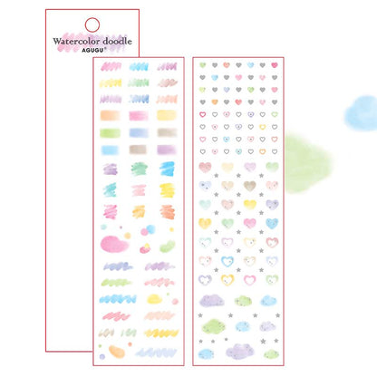 Stickers Hot Stamping And Sparkling Watercolor Doodle