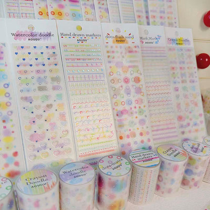 Stickers Hot Stamping And Sparkling Hand Drawn Markers