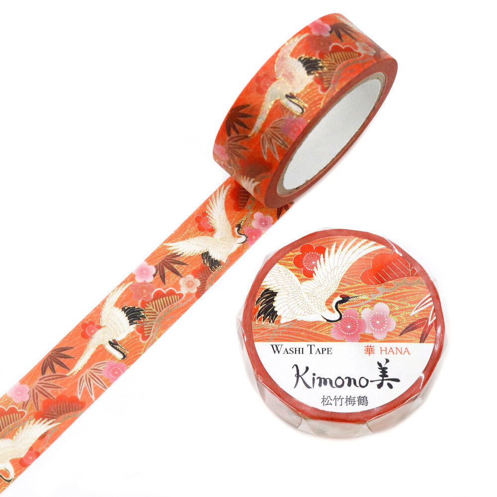 Washi Tape Kimono Hana Bamboo Plum Crane
