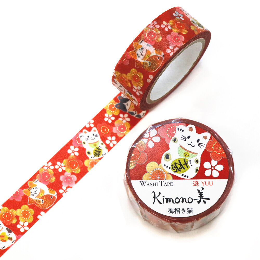 Washi Tape Kimono Yuu Ume Maneki Neko
