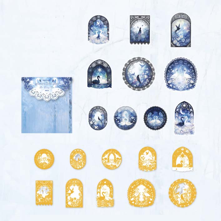 Stickers Lace Dream Swan Lake Blue