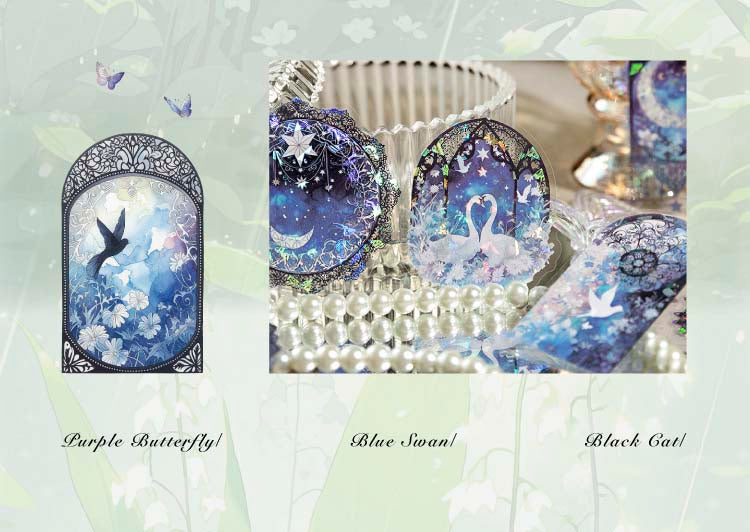 Stickers Lace Dream Swan Lake Blue