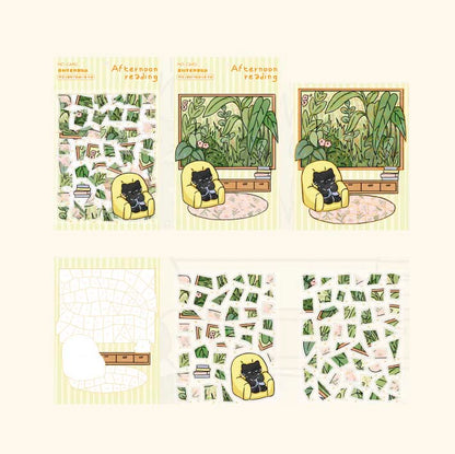 Stickers Puzle de números Little Black Cat Afternoon Reading
