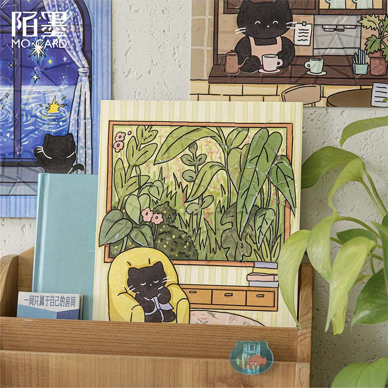 Stickers Puzle de números Little Black Cat Afternoon Reading