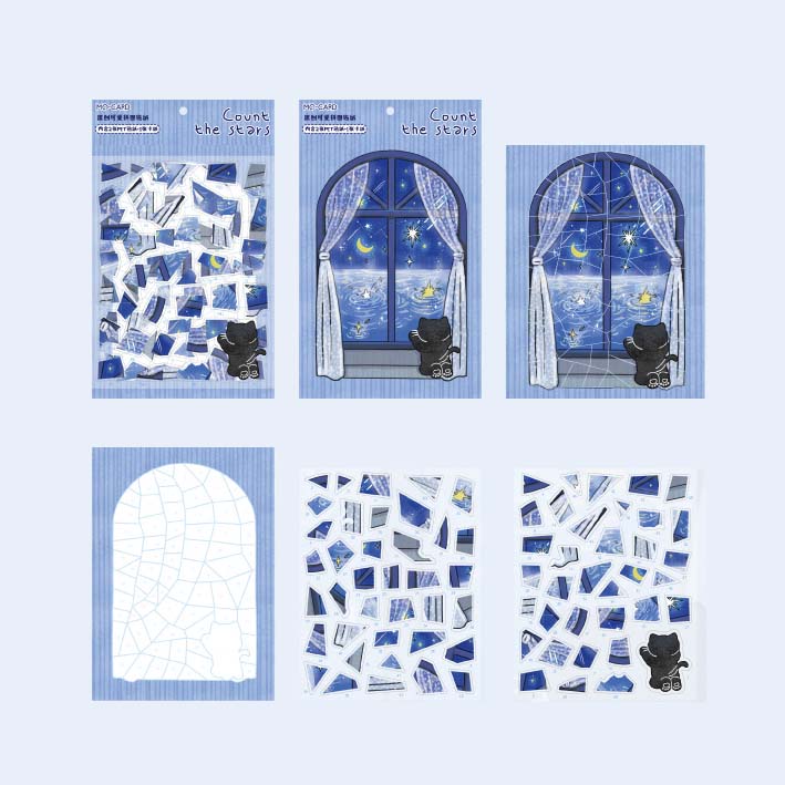 Stickers Puzle de números Little Black Cat Count The Stars