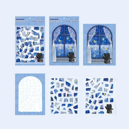 Stickers Puzle de números Little Black Cat Count The Stars