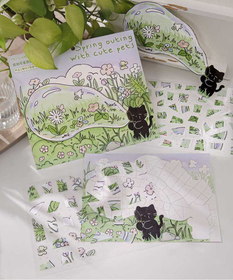 Stickers Puzle de números Little Black Cat Spring Trip