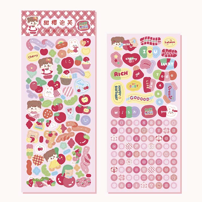 Stickers Little Girl Letters Sweet Cherry Puffs