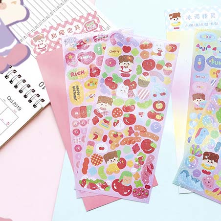 Stickers Little Girl Letters Sweet Cherry Puffs