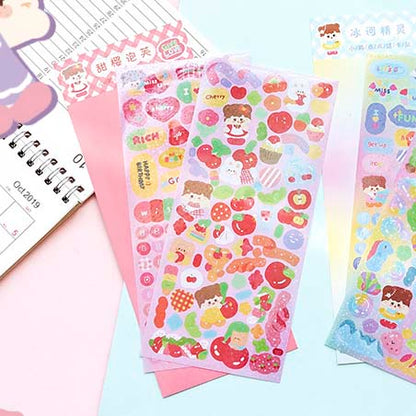 Stickers Little Girl Letters Sweet Cherry Puffs