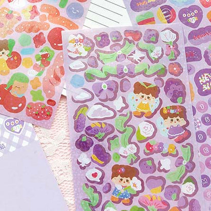 Stickers Little Girl Letters The Wind Letter Purple