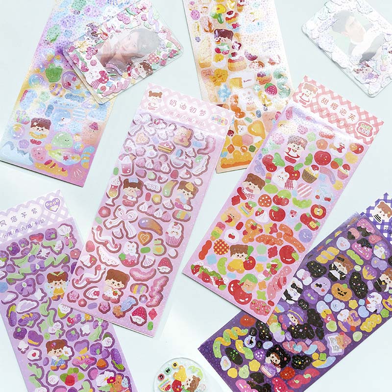 Stickers Little Girl Letters Cloth Clove Tea