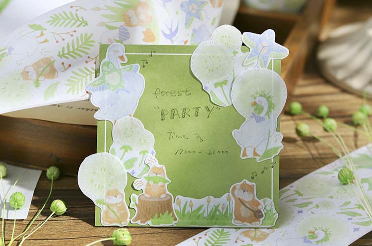 Washi Tape Lively Forest Island Green