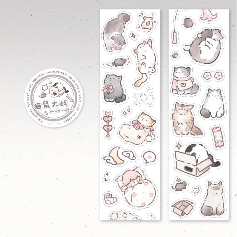 Stickers en Rollo Lucky Cat Cat And Mouse War