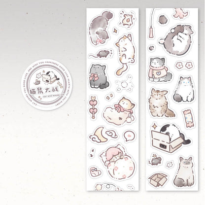Stickers en Rollo Lucky Cat Cat And Mouse War