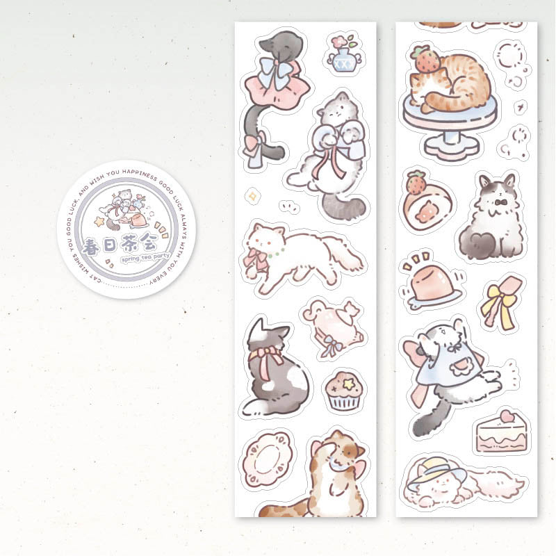 Stickers en Rollo Lucky Cat Spring Tea Party