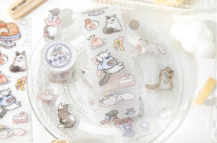 Stickers en Rollo Lucky Cat Spring Tea Party