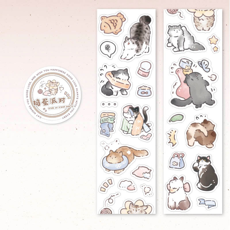 Stickers en Rollo Lucky Cat Trick Or Treat Party