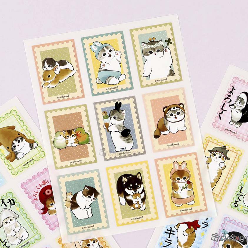 Stickers Mofusand Square Brown (5pc)