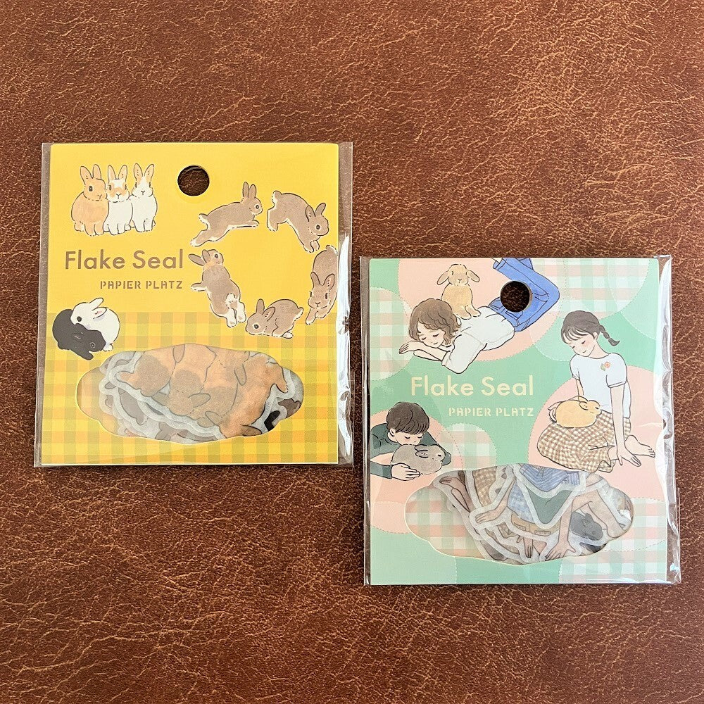 Stickers Flake Moriyama Schinako Rabbit and Girl