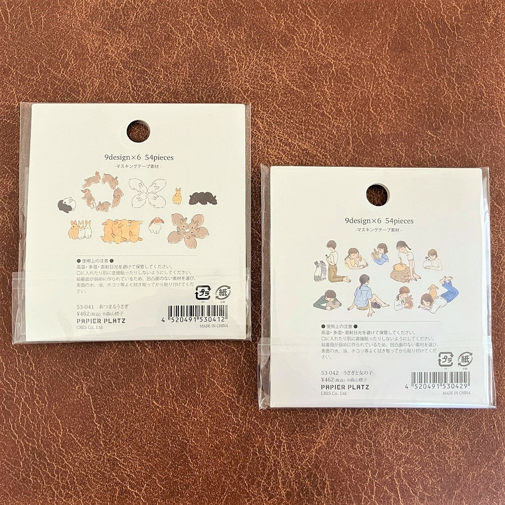 Stickers Flake Moriyama Schinako Rabbit and Girl