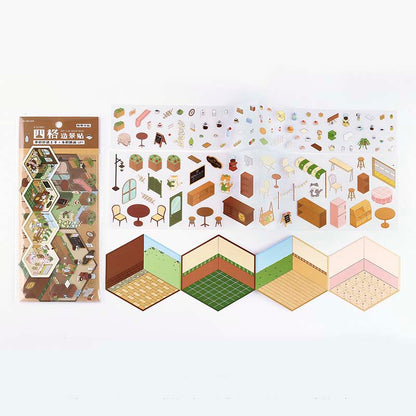 Stickers Escenario 3D My Mini World Coffee Shop
