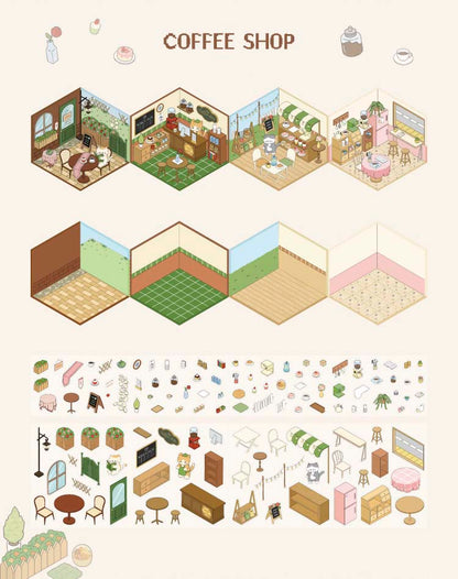 Stickers Escenario 3D My Mini World Coffee Shop