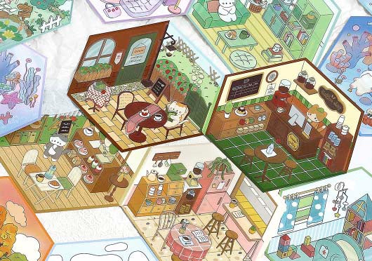 Stickers Escenario 3D My Mini World Coffee Shop
