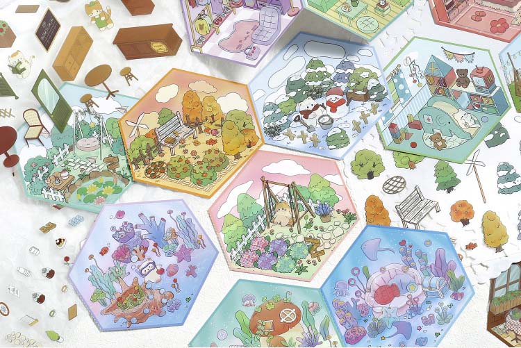 Stickers Escenario 3D My Mini World Season Courtyard