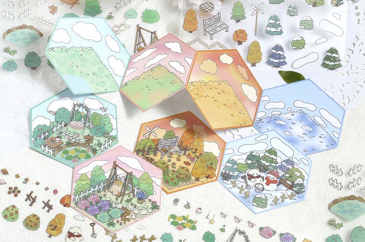 Stickers Escenario 3D My Mini World Season Courtyard