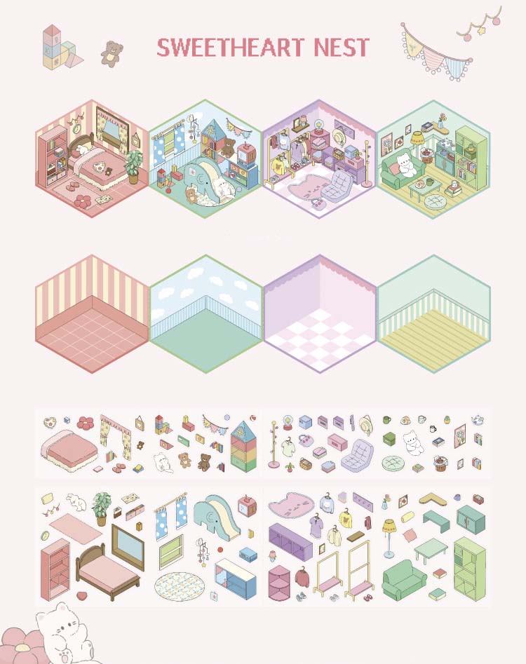 Stickers Escenario 3D My Mini World Sweetheart Nest