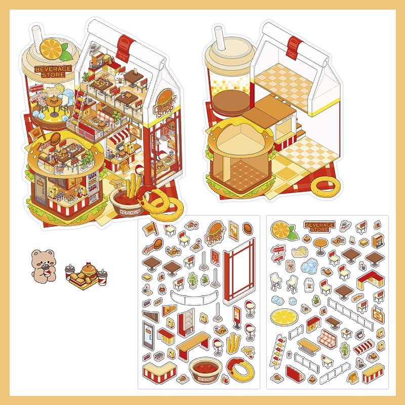 Stickers Escenario 3D Open Today V12 Burger House