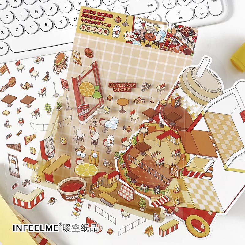 Stickers Escenario 3D Open Today V12 Burger House