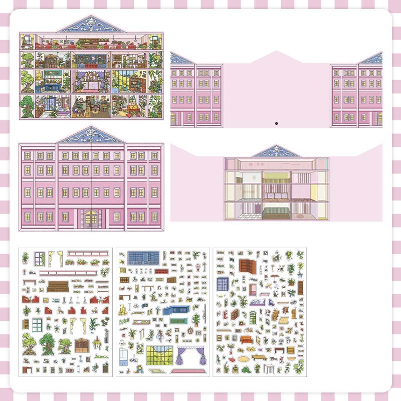 Stickers Escenario 3D Open Today V20 Pink Hotel