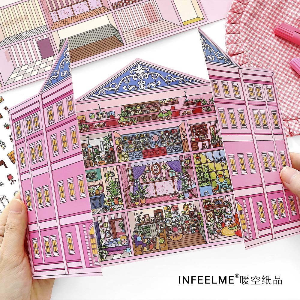 Stickers Escenario 3D Open Today V20 Pink Hotel