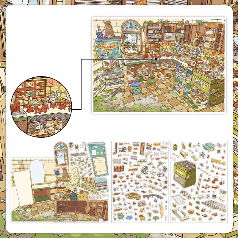 Stickers Escenario 3D Open Today V36 Mouse Food Street