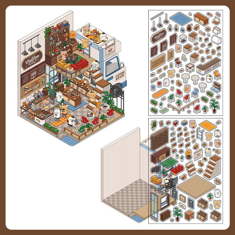 Stickers Escenario 3D Open Today V6 Coffee House