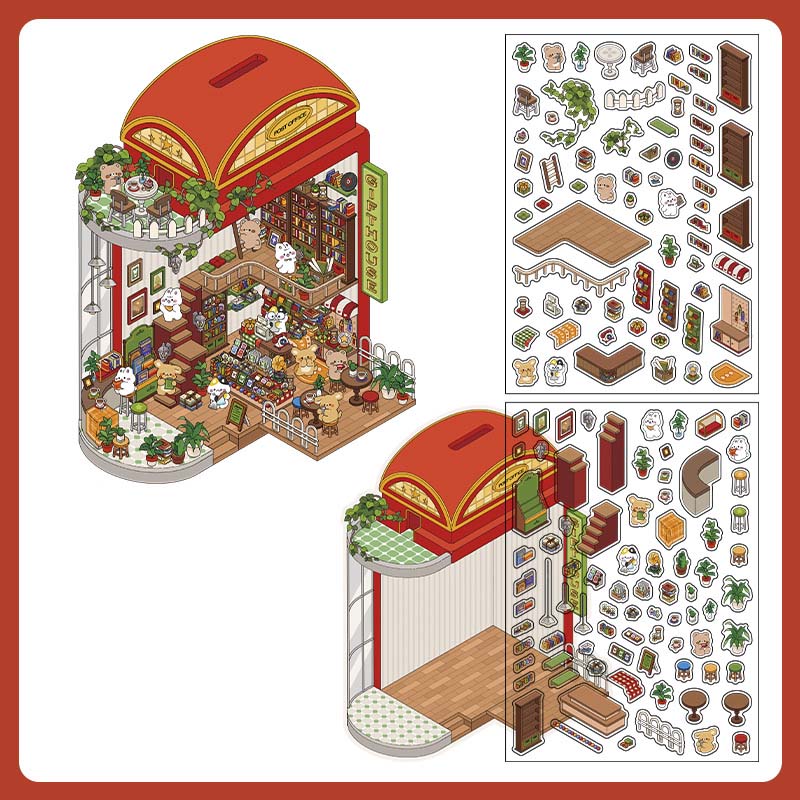 Stickers Escenario 3D Open Today V6 Gift House