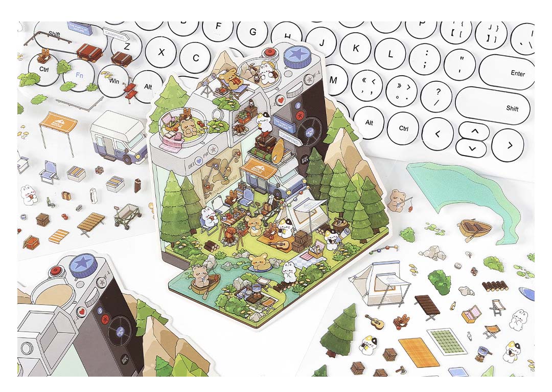Stickers Escenario 3D Open Today V6 Mountain Camping