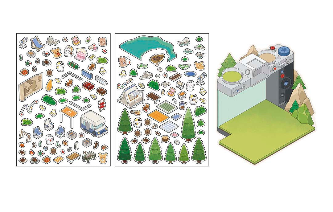Stickers Escenario 3D Open Today V6 Mountain Camping