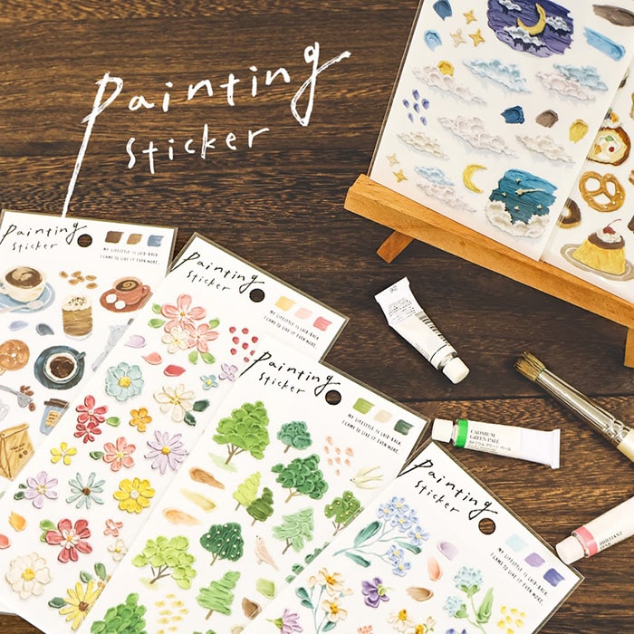 Stickers Painting Flower Pink